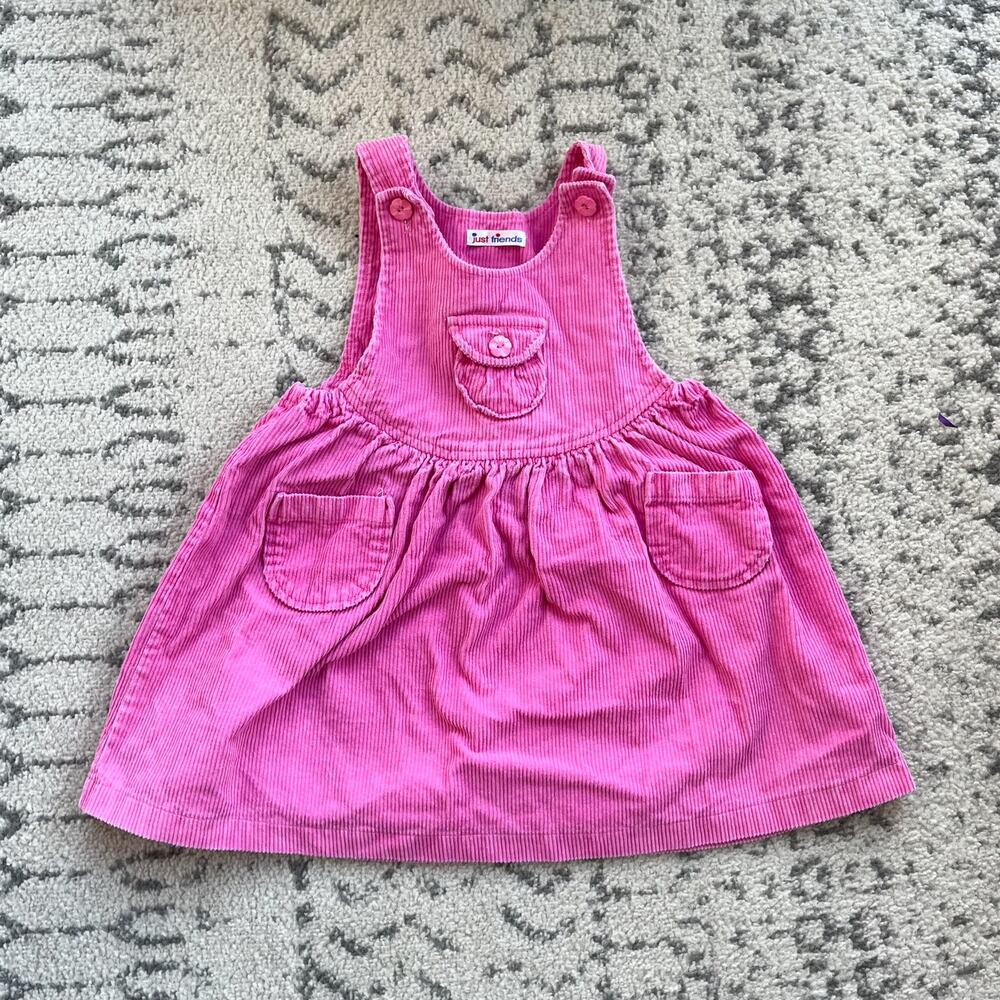 Girls Vtg Just Friends Hot Pink Corduroy Dress Size 6